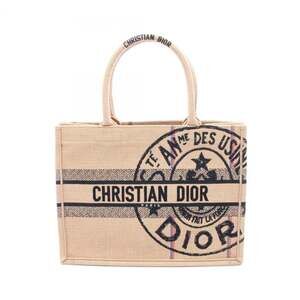 Christian Dior Dior BOOK TOTE Medium Tote Bag Handbag Jute Women's Beige Mult...